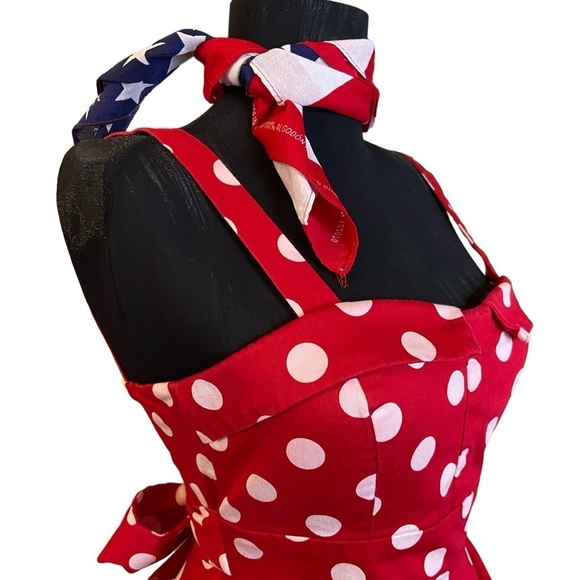 Retro Red 50’s Polka Dot Dress - Picture 7 of 12